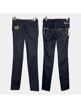 NWT Vintage Diesel Clush 8AA Jeans W25 L34 Low Rise Skinny Dark Rinse Zip Italy